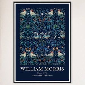 Galrie William Morris Birds Print Exquisite Cotton Exhibition Artwork (1878) Home Decor, Black Frame, A4 21 x 30cm (8 x 12inch)