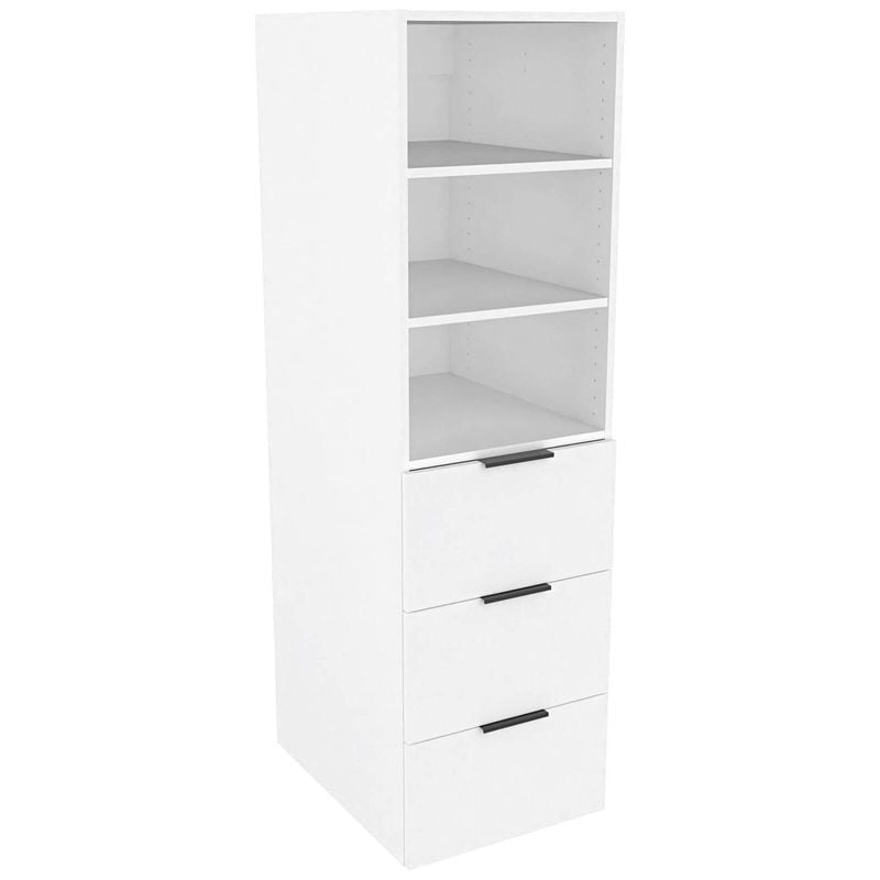 Lugna 1536 x 450 x 580mm White Ready to Assemble Robe Insert 2 Shelf 3 Drawer Unit - White