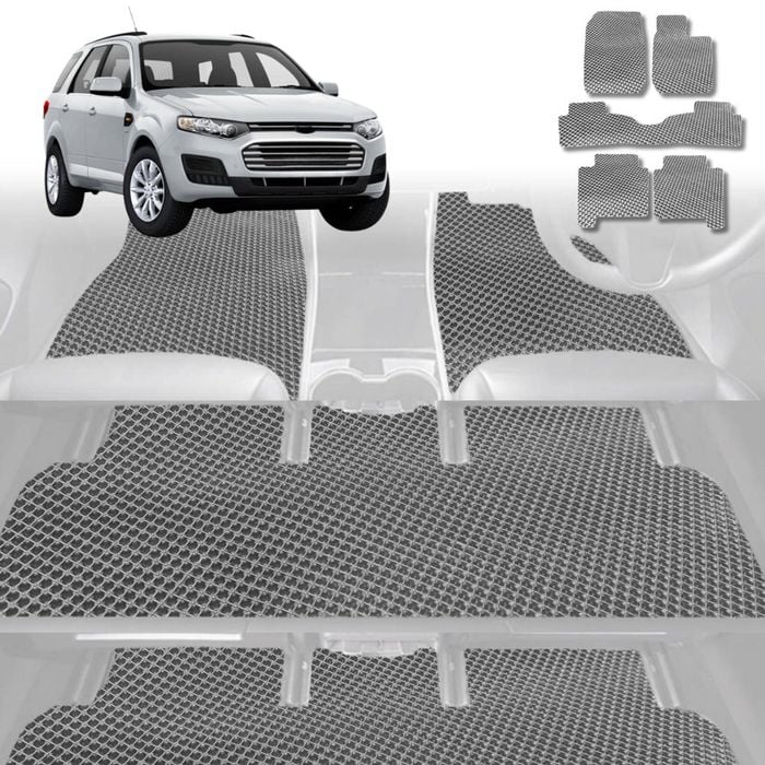 6D Diamond Car Floor Mats for Ford Territory 2004-2011-Ultimate Set-Grey-Outback GT