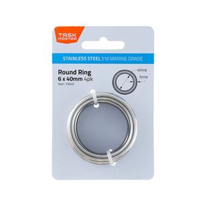 Taskmaster 6 x 40mm 316 Stainless Steel Round Rings - 4 Pack