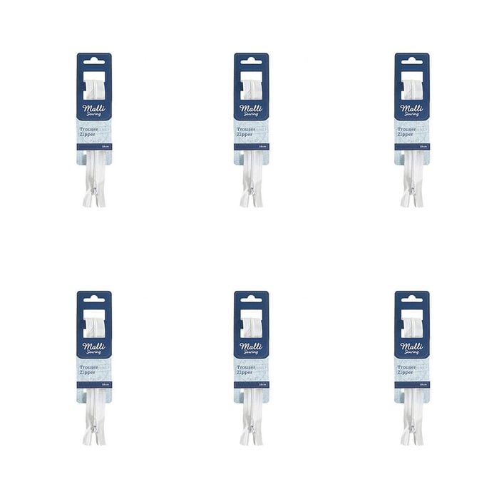6pk Malli Sewing Nylon Trouser Durable Replacement Garment Zipper 18cm Assorted