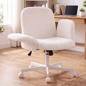 Advwin Cross-Legged Desk Chair with 5-Level Adjustable Arm & Wheels White