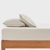 Dreamaker 300TC Cotton Percale Combo Fitted Sheet Set Oat King Bed