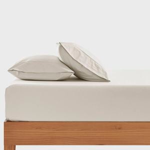 Dreamaker 300TC Cotton Percale Combo Fitted Sheet Set Oat King Bed