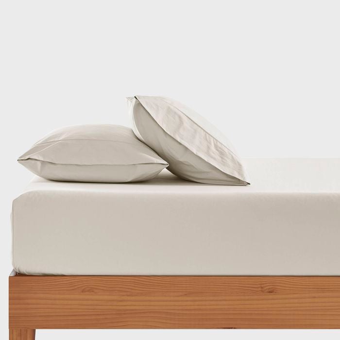 Dreamaker 300TC Cotton Percale Combo Fitted Sheet Set Oat King Bed