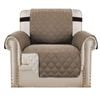 Smarcute 1 Seater Quilted Reversible Sofa Cover with Straps Taupe
