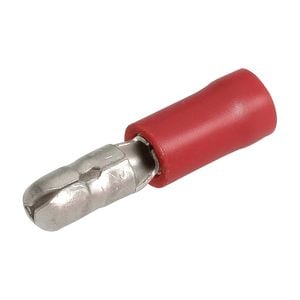 Narva 2.5-3mm / 4mm (5/32") Red Double Crimped Flared Vinyl Insulated Male Bullet Terminal - 14 Pack