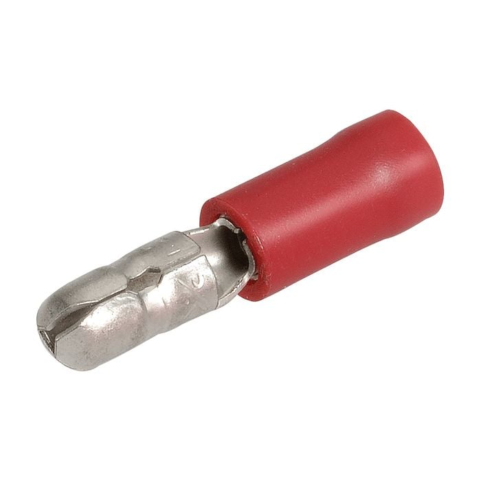 Narva 2.5-3mm / 4mm (5/32") Red Double Crimped Flared Vinyl Insulated Male Bullet Terminal - 14 Pack