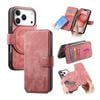 For iPhone 17 Pro Max (6.9") Detachable Wallet Case Flip Leather Magsafe Magnetic Cover (Pink)