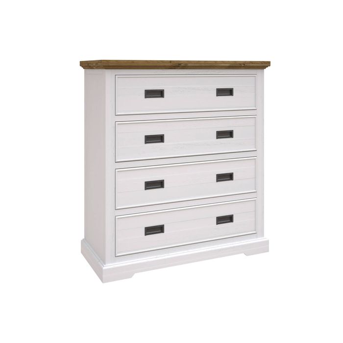 Miami White Tallboy 4 Storage Drawers with Slim Metal Handles