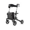 EQUIPMED Foldable Aluminium Walking Frame Rollator with Bag and Seat, Titanium Colour