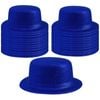 24x GLITTER BOWLER HAT Fancy Party Plastic Costume Cap Fun Dress Up Sparkle BULK Blue