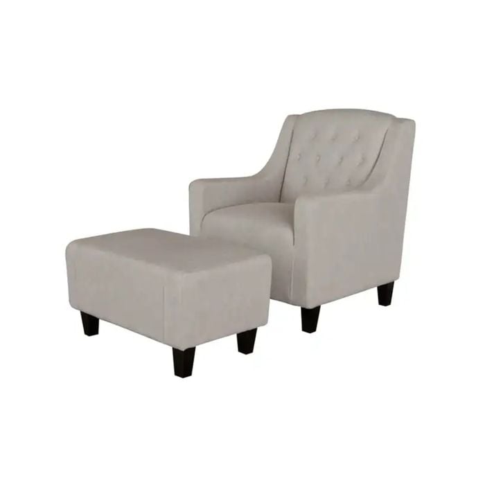 Canberra Natural Fabric ArmChair & Footstool Set