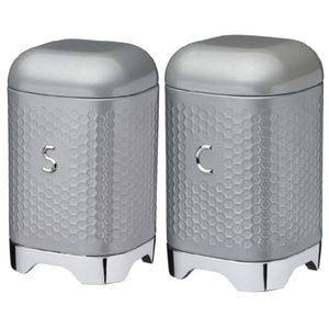 2pc Kitchencraft Lovello Geometric Coffee & Sugar Canister Jars Shadow Grey