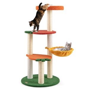 Costway Cat Tree Fruit Platforms Cat Tower W/rotatable Basket