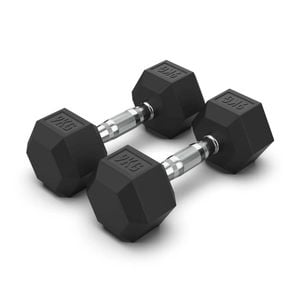2 Pack of 9kg Dumbell - Total 18kg Hex Rubber Coat Iron Dumbells