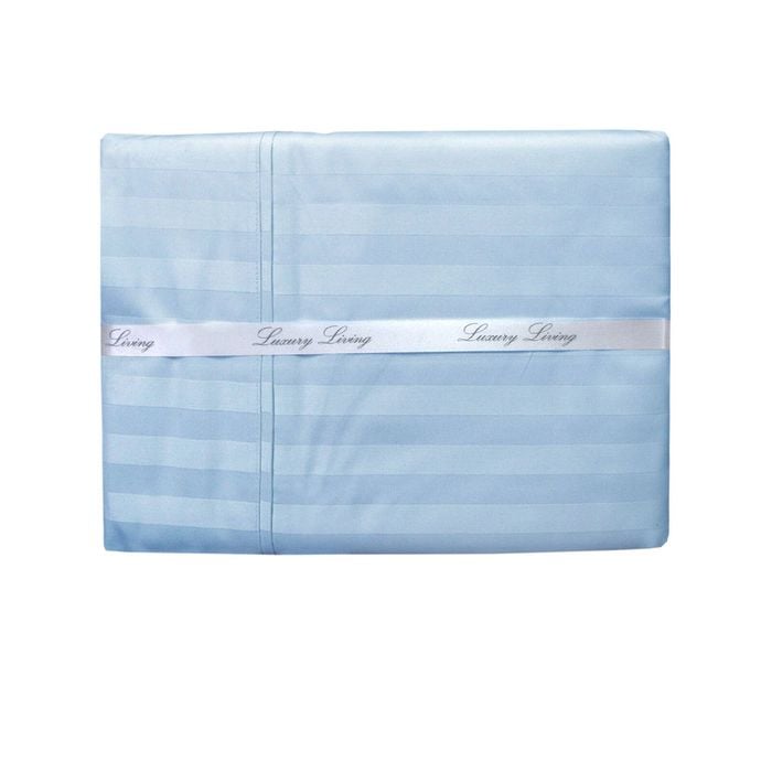 Bloomington 1000TC Luxury Living Blue Self-striped Cotton Rich Sheet Set King