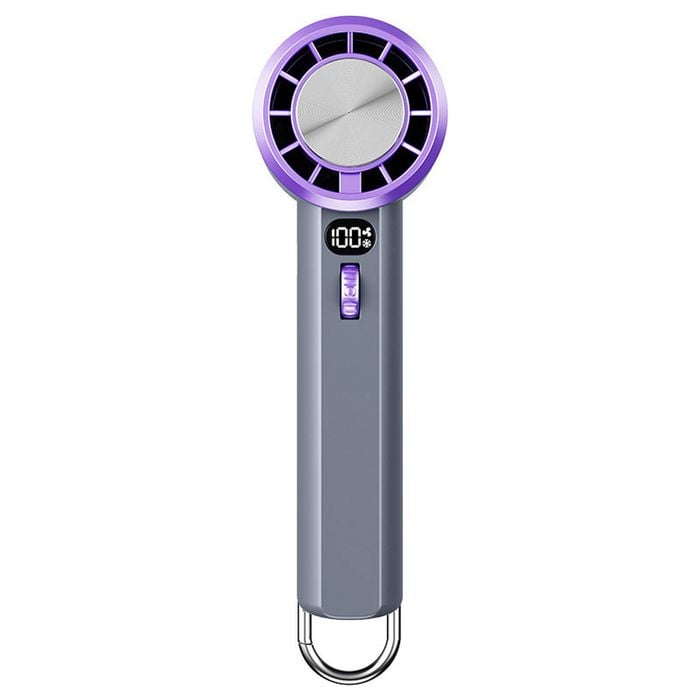Catzon Portable Handheld Fan with Ice Porcelain Cooling Pad 1-100 Adjustable Speed-Grey