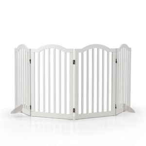 Petzly Arched Pet Gate Dog Fence Safety Barrier With Support Feet 4 Panel 80cm