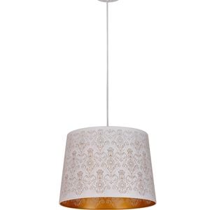 CLA Lighting Penshade Interior Slanted with Fleur Pattern Laser Cut Pendant Light White