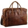 Pierre Cardin s Rustic Leather Overnight  Weekend Luggage Cognac