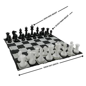 Mega Size Plastic Outdoor Chess Game Set w/Mat 1.5x1.5m