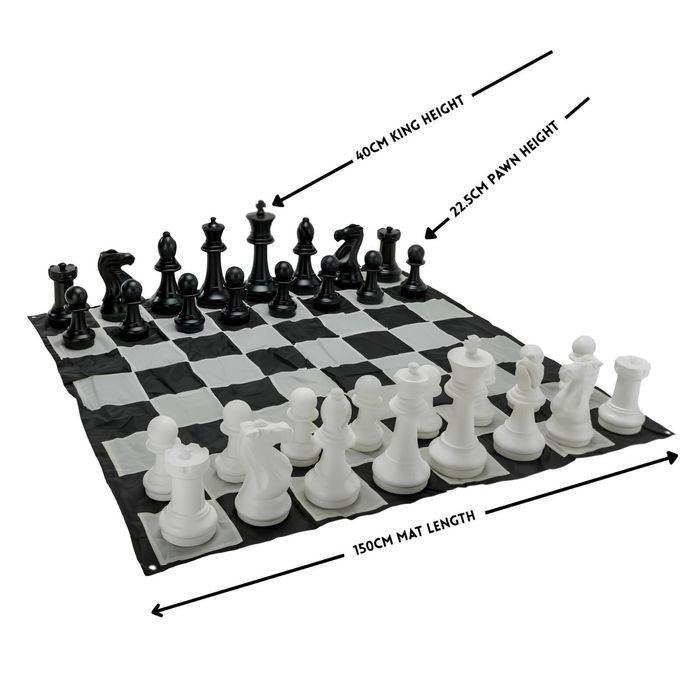 Mega Size Plastic Outdoor Chess Game Set w/Mat 1.5x1.5m