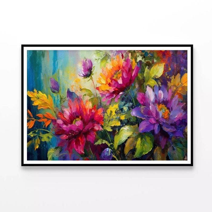 Flowers and Leaves Oil Painting  Print 100% Australian Made 90x60cm  (Poster)