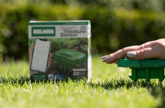 Installing Smart Moisture Sensor in the lawn.