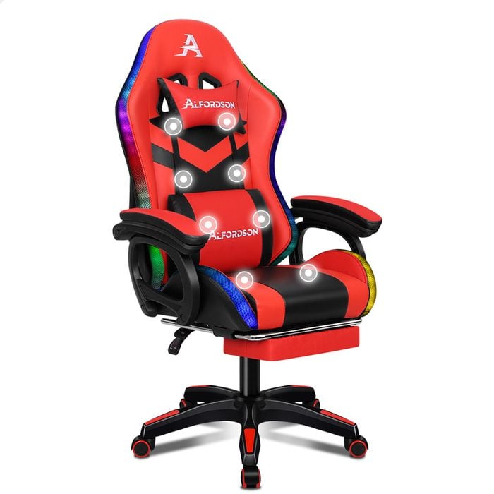 ALFORDSON Massage Gaming Office Chair LED Black Red Bunnings