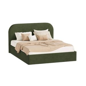 Oikiture Bed Frame Double Size Gas Lift Headboard Green