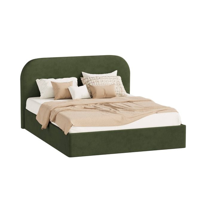 Oikiture Bed Frame Double Size Gas Lift Headboard Green