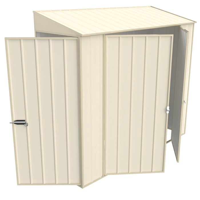 Build-a-Shed 0.8 x 2.3 x 2.0m Skillion Double Hinged Side Door Shed - Cream