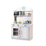 Costway Kids Kitchen Role Play Wooden Pretend Cooking Set w/Cookware White