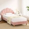 Artiss Bed Frame King Single Scallop-Shape Bedhead Beds Base Pink Velvet Fabric