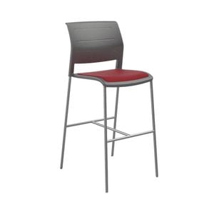 Olg Game Bar Stool Chrome Legs Charcoal Shell Tomato Red Upholstered Seat Only