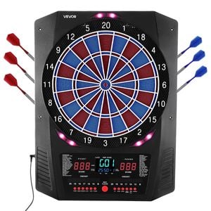 VEVOR 336mm Electronic Dart Board Black Blue with 45 Games 474 Variations for Up to 8 Players