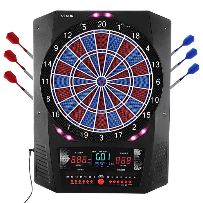VEVOR 336mm Electronic Dart Board Black Blue with 45 Games 474 Variations for Up to 8 Players