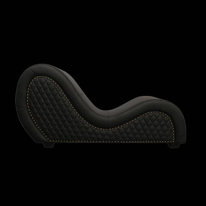 Kama Yoga Chaise Tantra Black Genuine Leather with Nails