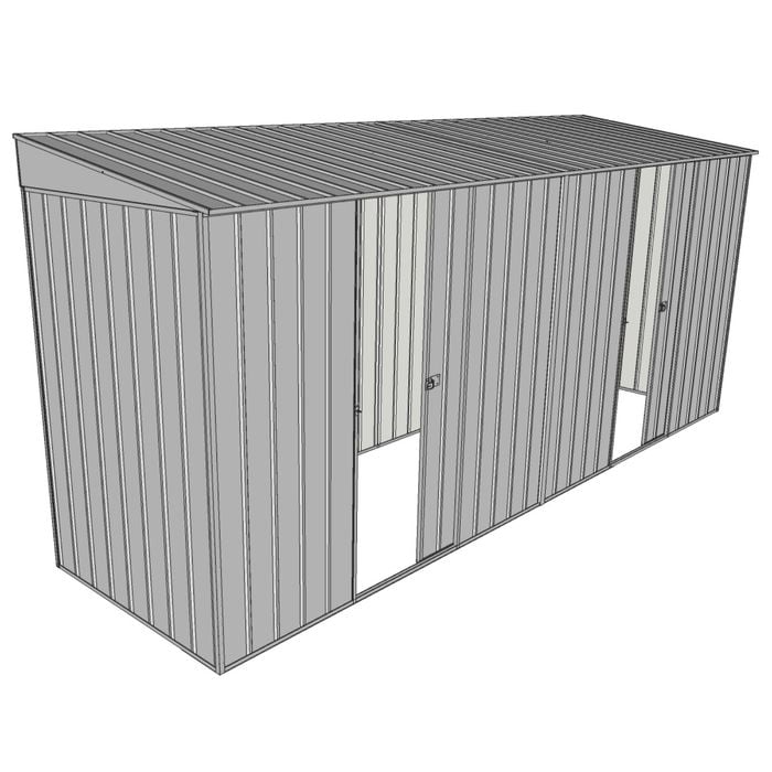 Build-A-Shed 1.2 x 4.5 x 2.0m Skillion Dual Single Sliding Side Doors Shed - Zinc