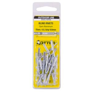 Otter 4.0 x 9.6mm Open Aluminium Blind Rivets - 25 Pack