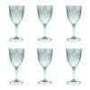 6PK Pizzazz Stylish Ripple Design Acrylic Wine Glass Drinking Cup 400ml Green