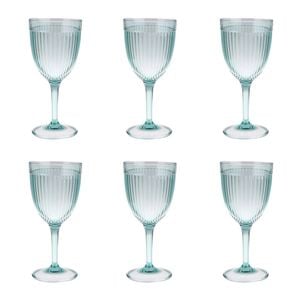 6PK Pizzazz Stylish Ripple Design Acrylic Wine Glass Drinking Cup 400ml Green