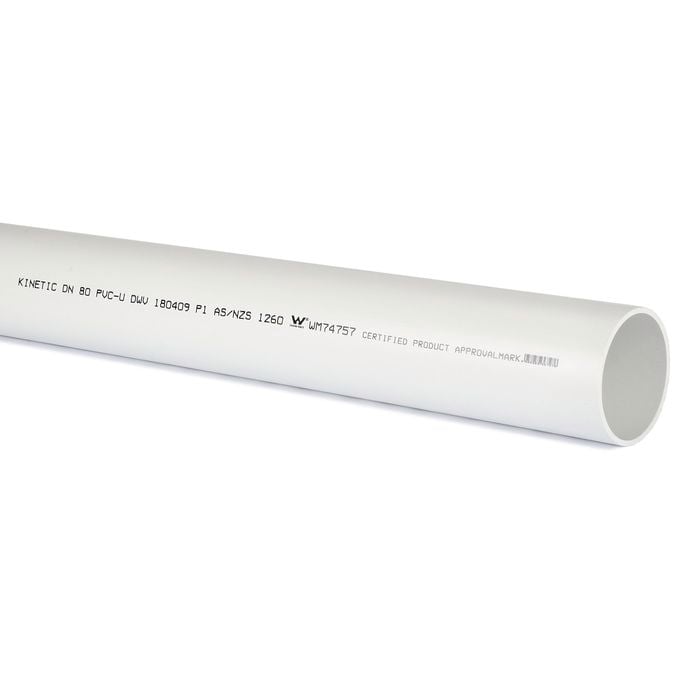Kinetic 80mm x 1m PVC DWV Pipe