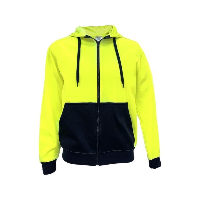 Craftright Yellow Hi Vis Zip Thru Hoodie - Small