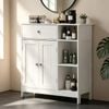Ufurniture Bathroom Floor Cabinet with 2 Doors & Drawer Wooden Storage Organizer White