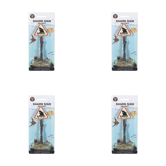 4PK Dudley's World Of Pets Aquarium/Fish Tank Shark Symbol Sign Decor 21cm