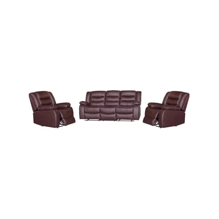 3+1+1 Seater Recliner Sofa In Faux Leather Lounge Couch in Brown