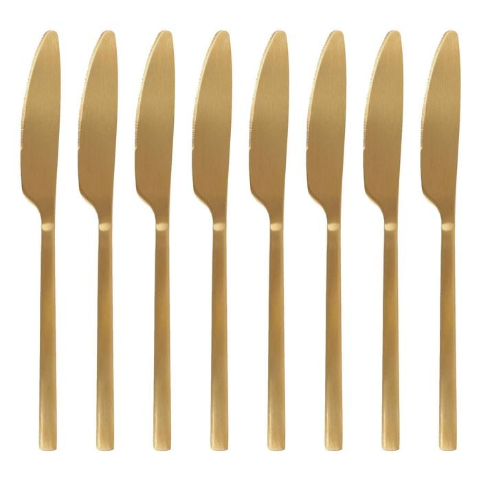 Argon Tableware Stainless Steel Dinner Knives - 21cm - 8x Durable Rust Resistant Stainless Steel Dishwasher Safe Flatware Set