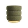 La Bella Round Stacked Ottoman Stool 38cm Green Teddy Fleece Fabric Foot Rest